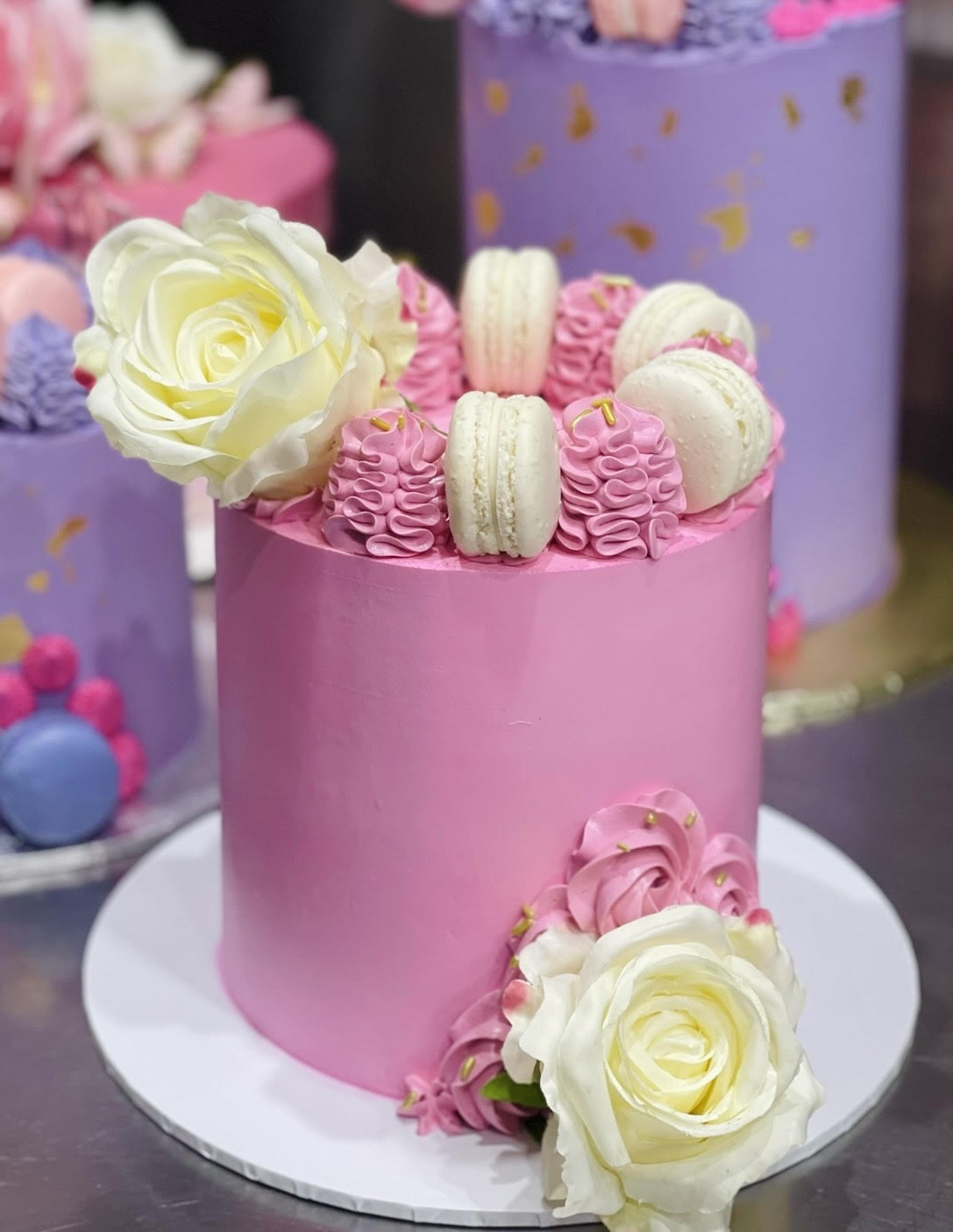 Pink & White Rosette Cake – Crave by Leena