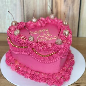 Beaded Gold & Pink Glitter Heart