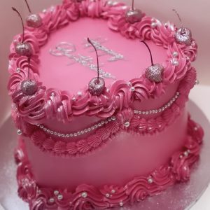 Beaded Silver & Pink Glitter Heart