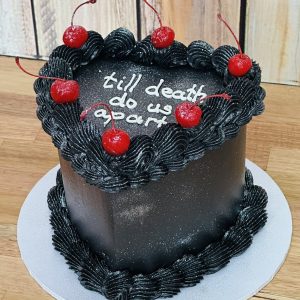 Black Glitter Vintage Heart with Cherries