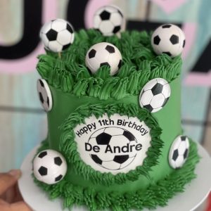 Grass and Soccer Ball Cake