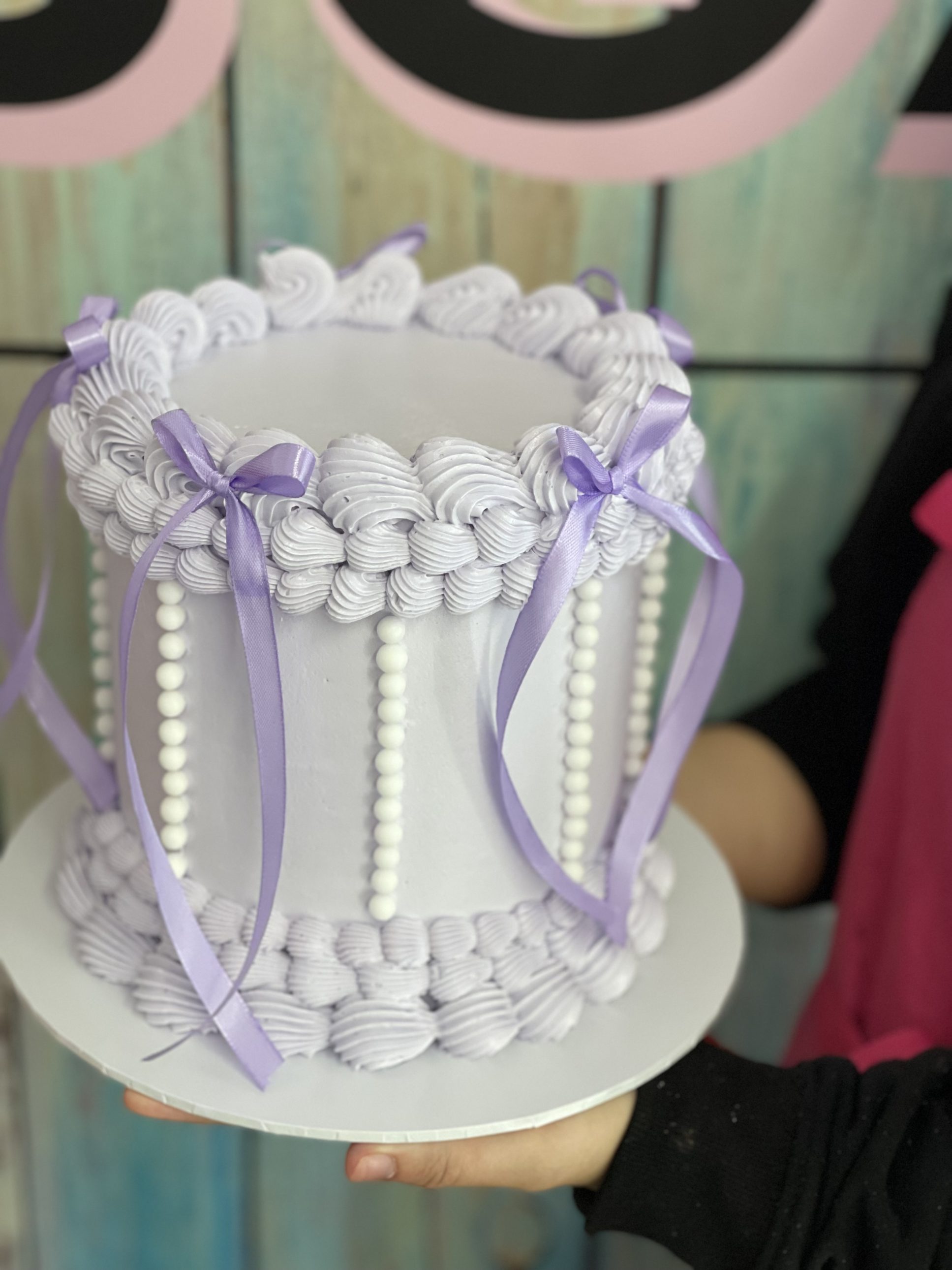 Beaded Ribbon Vintage Cake