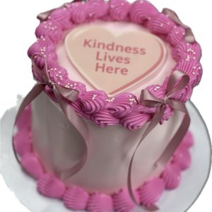 Classic Pink Ribbon Cake with Custom Image