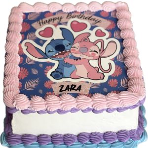 Custom Image Slab Piped Square Cake