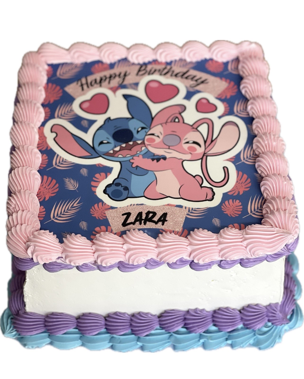 Custom Image Slab Piped Square Cake