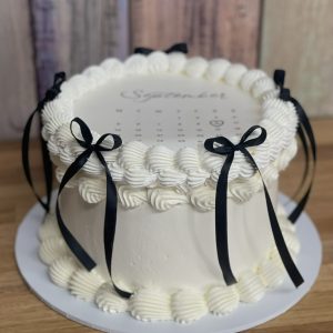 Burn Away Cake - White Vintage black ribbon
