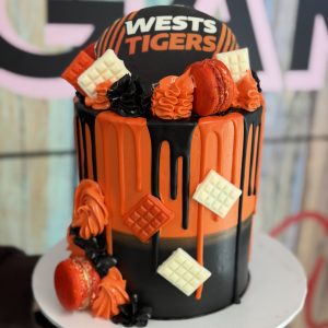 Wests Tigers themed Footy Cake